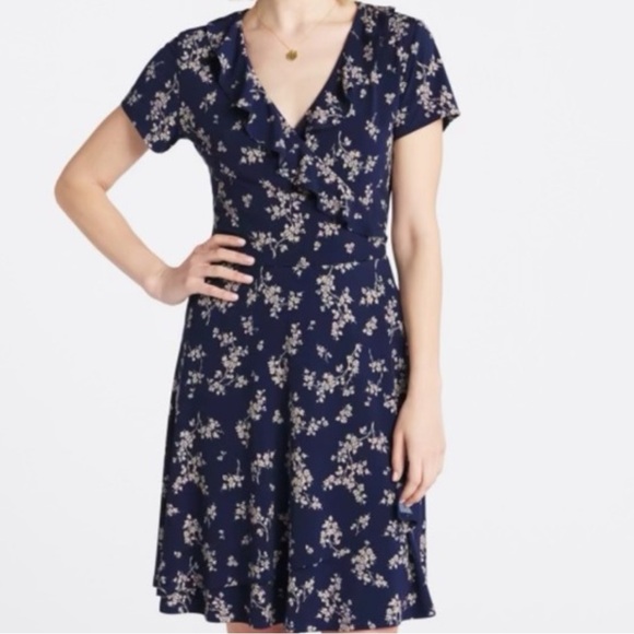 Dresses & Skirts - Floral Blue Wrap Dress
